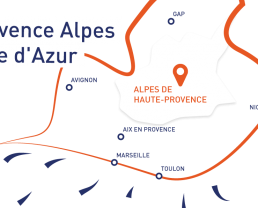Carte au coeur de la Région Sud Provence Alpes Côte d'Azur