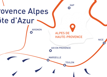 Carte au coeur de la Région Sud Provence Alpes Côte d'Azur