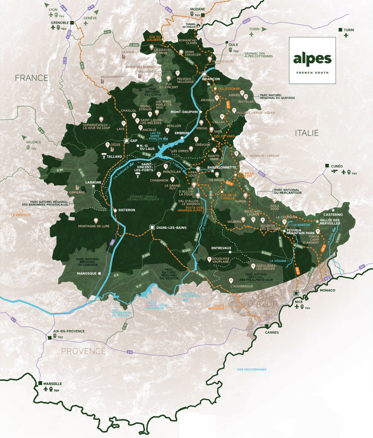 map Alpes French South purealpes 